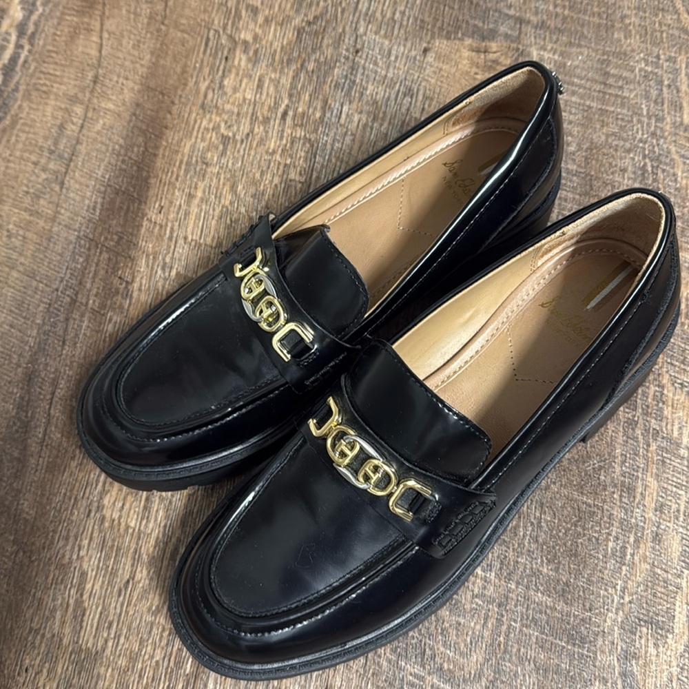 Sam Edelman Black Loafers with Gold Accent